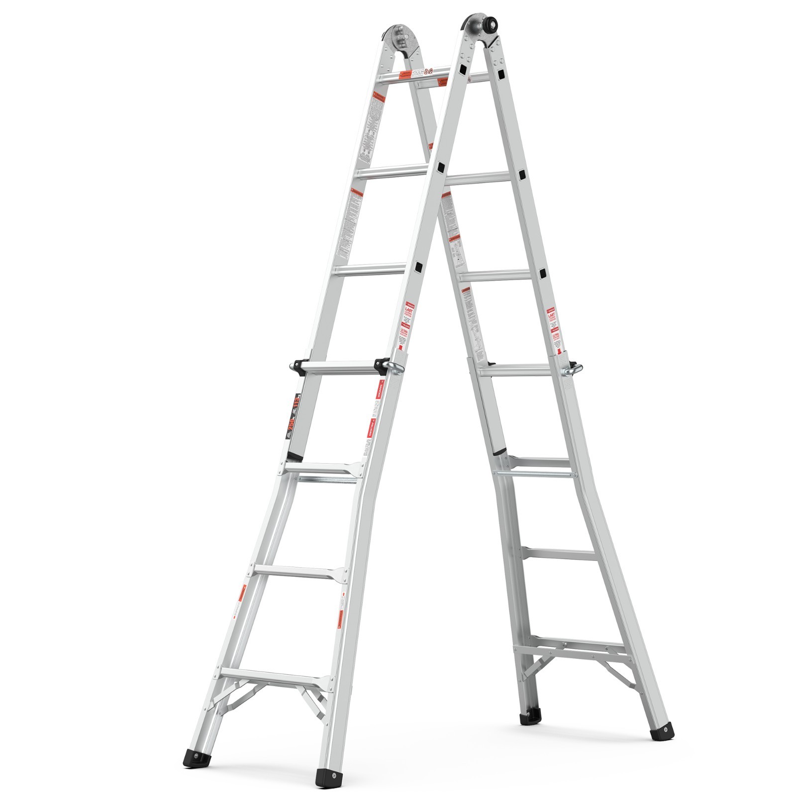 17ft Multi-Position Aluminum Ladder Folding A-Frame Extension Scaffold 250lbs