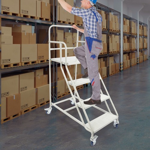 400kg 4 Step Rolling Stair Industrial & Warehouse Stair Ladder Floor Standing