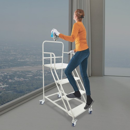 400kg 4 Step Rolling Stair Industrial & Warehouse Stair Ladder Floor Standing