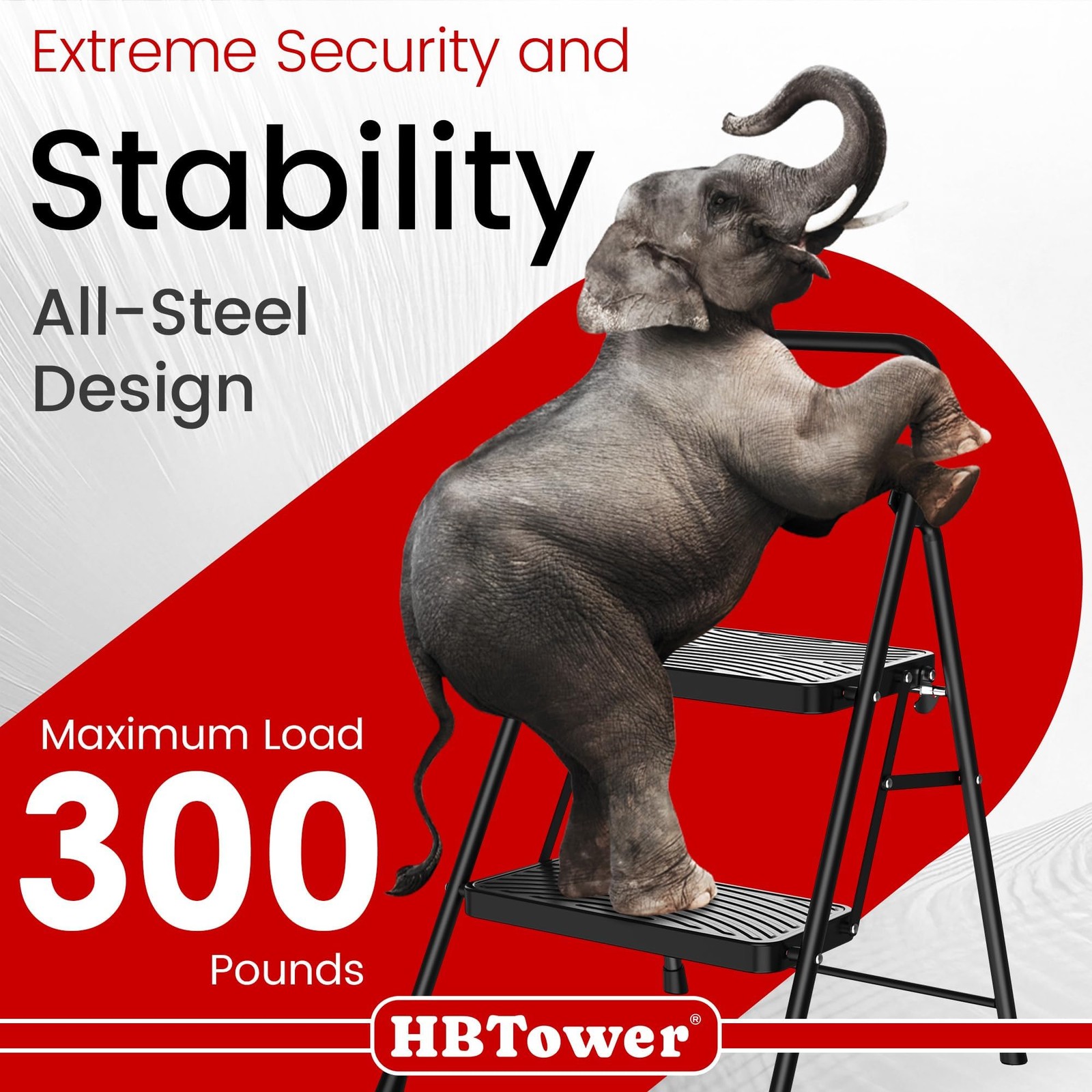 HBtower 2 Step Ladder, Stool with Wide Anti-Slip 2 Black