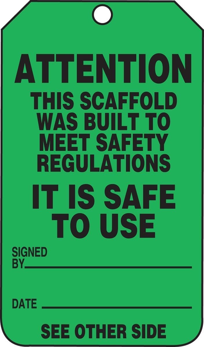 Durable NMC Scaffold Status Tags – 25-Pack Green Labels for Safety Compliance