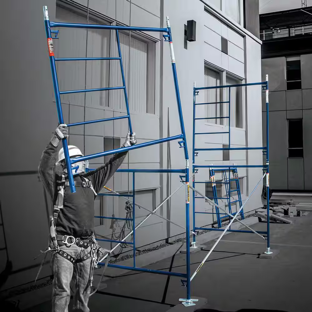 MetalTech Saferstack 1-Story Scaffold Frame Set 5x7x5ft Galvanized Steel Braces