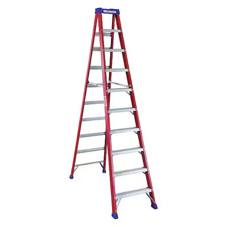 Westward 44Yy61 10 Ft Fiberglass Stepladder, 300 Lb Capacity