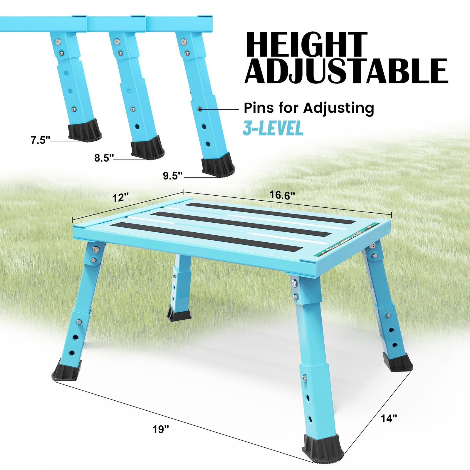 Marudina Large Platform RV Steps, 17.5″L x 13.5″W, Blue W/O Cloth Cover