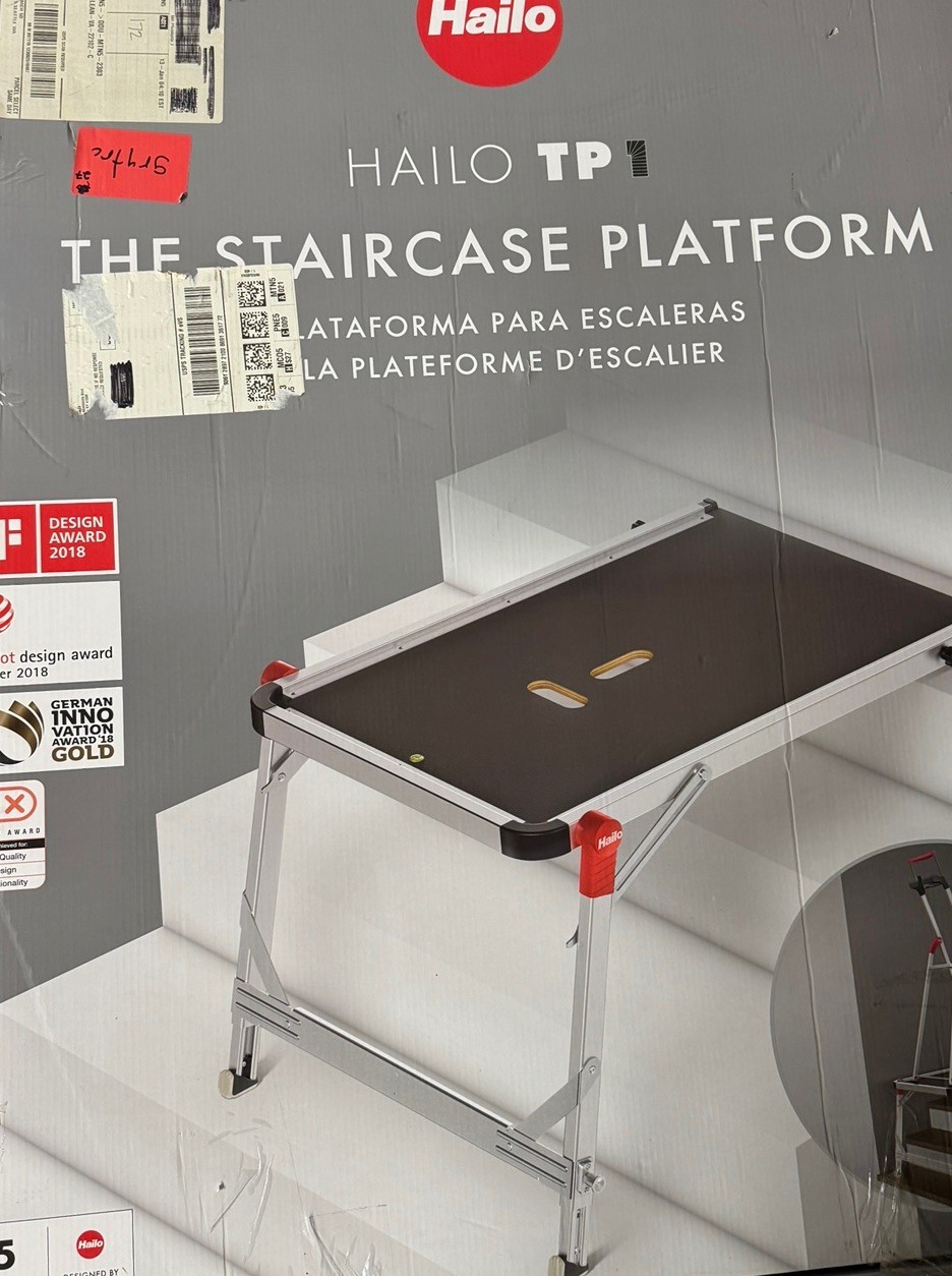 Hailo TP1 Staircase Platform for Step Stools & Ladders, 330 lbs Capacity, Black
