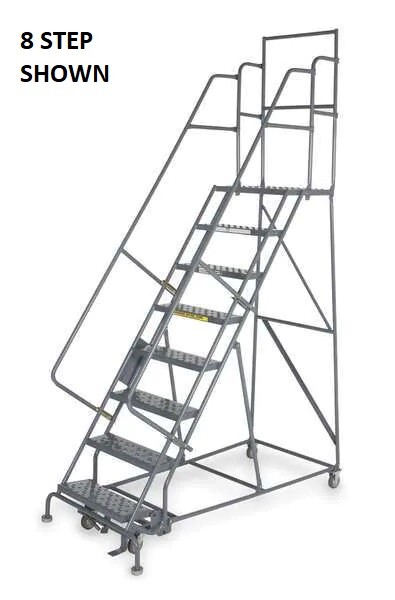 NEW! Tri-Arc 166 in H Steel Rolling Ladder, 13 Step Perforated-450 lb Load Cap!!