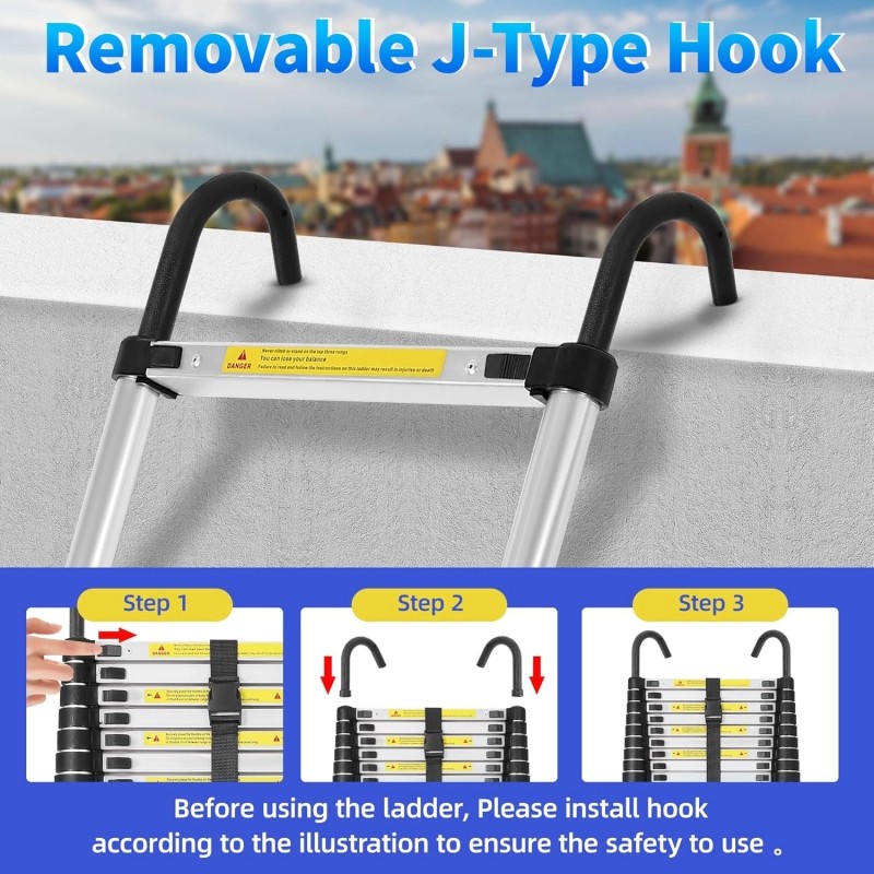 3.2M Multi-Functional Aluminum Folding Ladder, Ideal for Home & Work