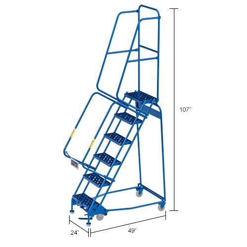 Global Industrial 6 Step Narrow Steel Rolling Ladder 16″W Perforated Step