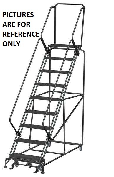 NEW! Ballymore 133 in H Steel Rolling Ladder, 10 Steps, 450 lb Load Cap!!