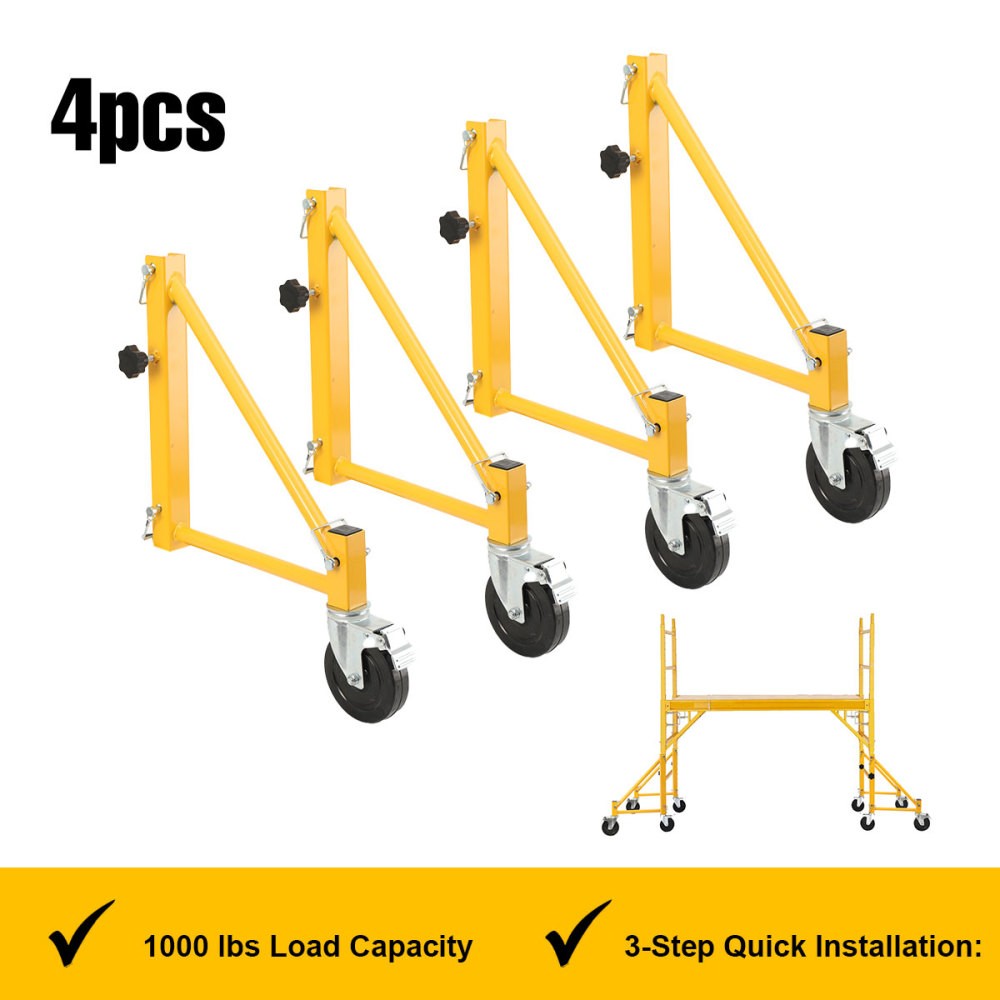 4PCS Baker Scaffold Outriggers W/5-Inch Locking Casters 1000 lbs Load Capacity