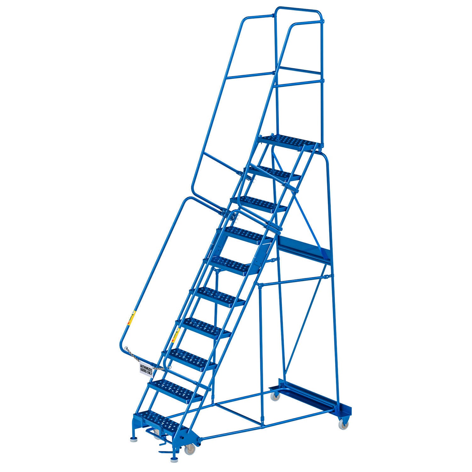 Global Industrial 10 Step Steel Rolling Ladder with 24″W Perforated Step
