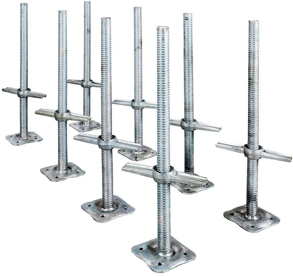 24″ Scaffolding Leveling Jack Steel Plate Base Adjustable Screw 8 Pack MetalTech