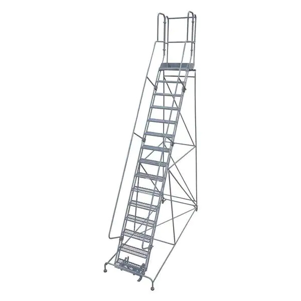 NEW! Cotterman 192 in H Steel Rolling Ladder, 15 Step Antislip, 450lb Load Cap!!