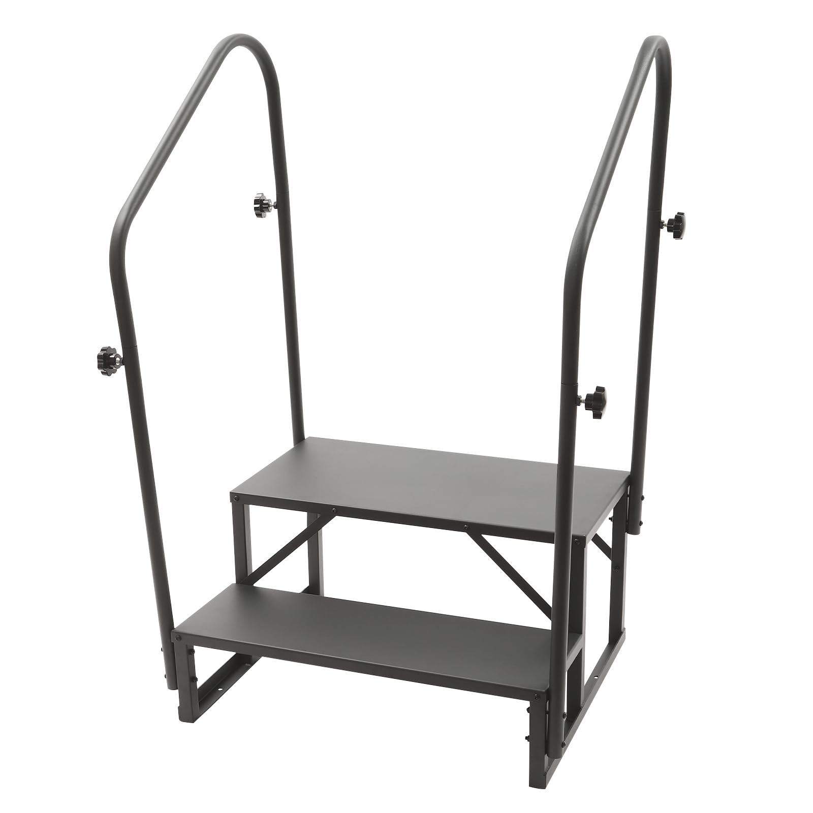 2 Step Heavy Duty RV Steps with Two Handrails Portable Camper Stairs 450 lbs
