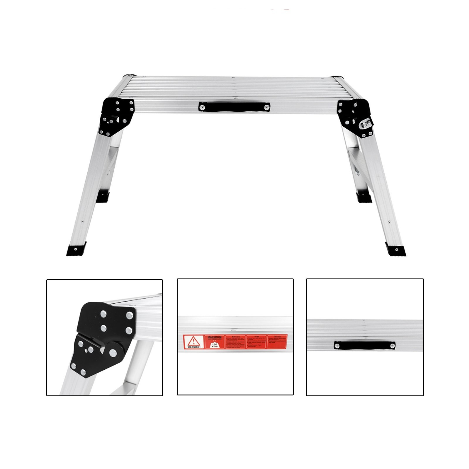 30″ Aluminum Step Folding Work Platform Drywall Ladder 330lbs Non-slip Bench