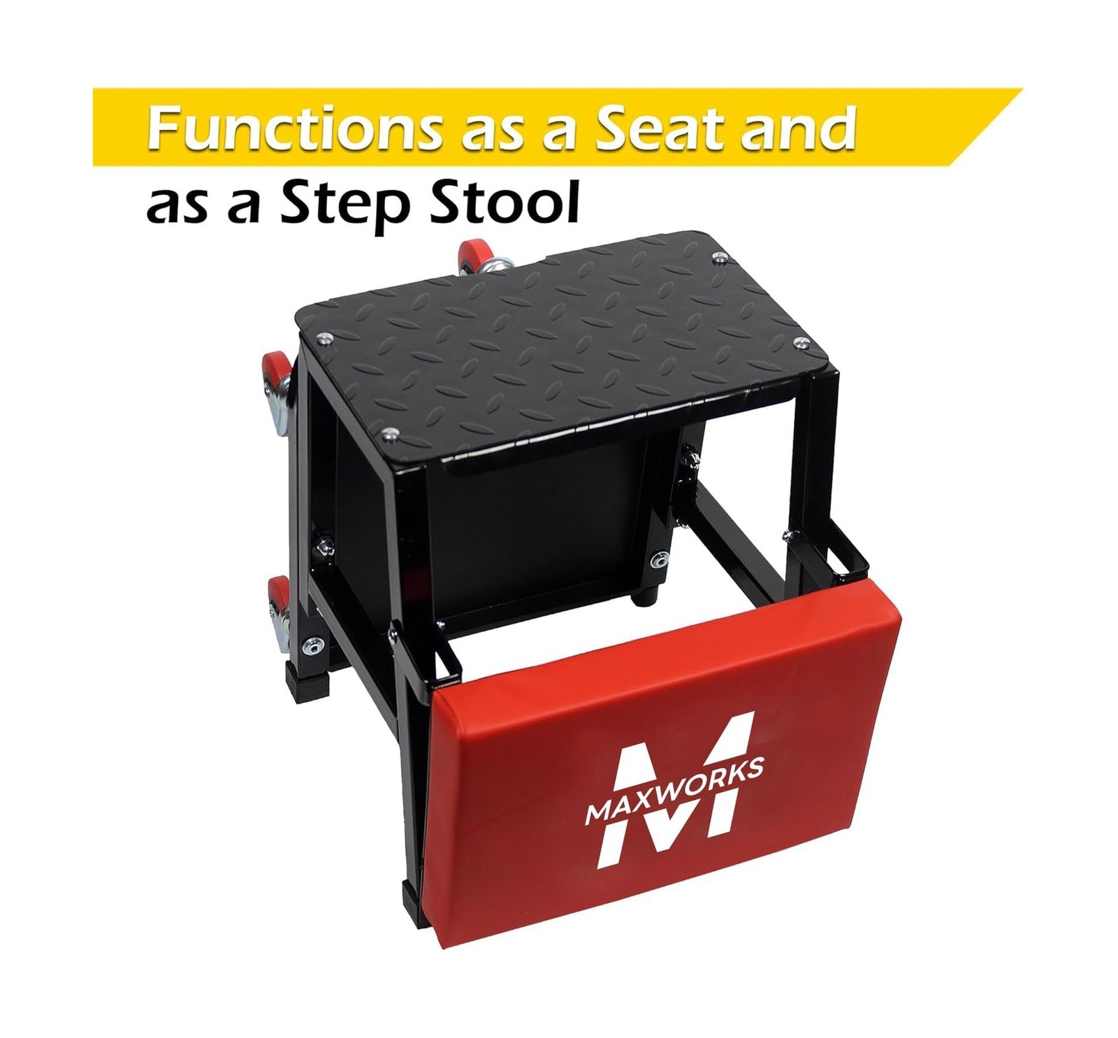 MaxWorks 50880 Garage Creeper Seat and Stool Combo, Workshop Seat with 300 Lb…