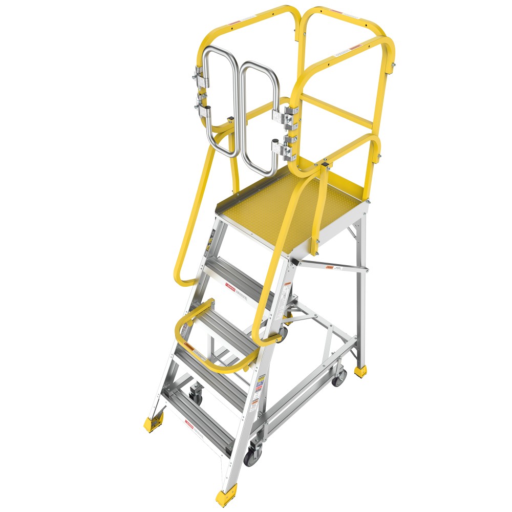 5 Step 375 Lbs Aluminum Rolling Platform Ladder Rolling Work Cart