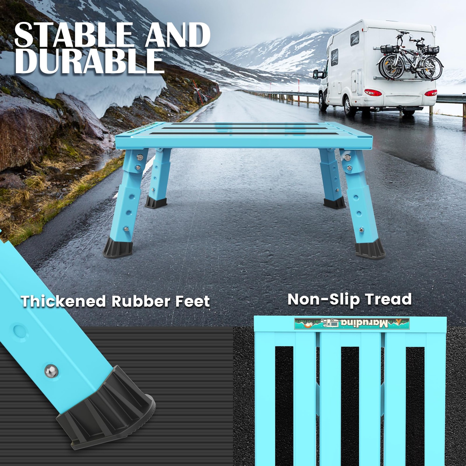 Marudina Large Platform RV Steps, 17.5″L x 13.5″W, Blue W/O Cloth Cover
