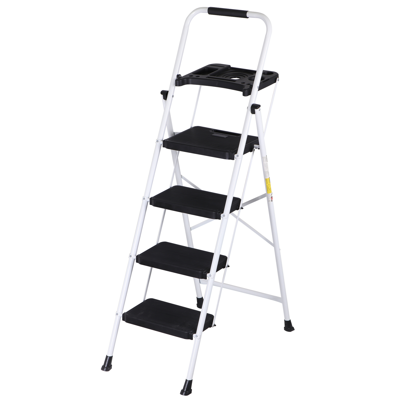 4-Step Ladder Folding Step Stool 330lbs Max Load Capacity Sturdy Steel Non-Slip