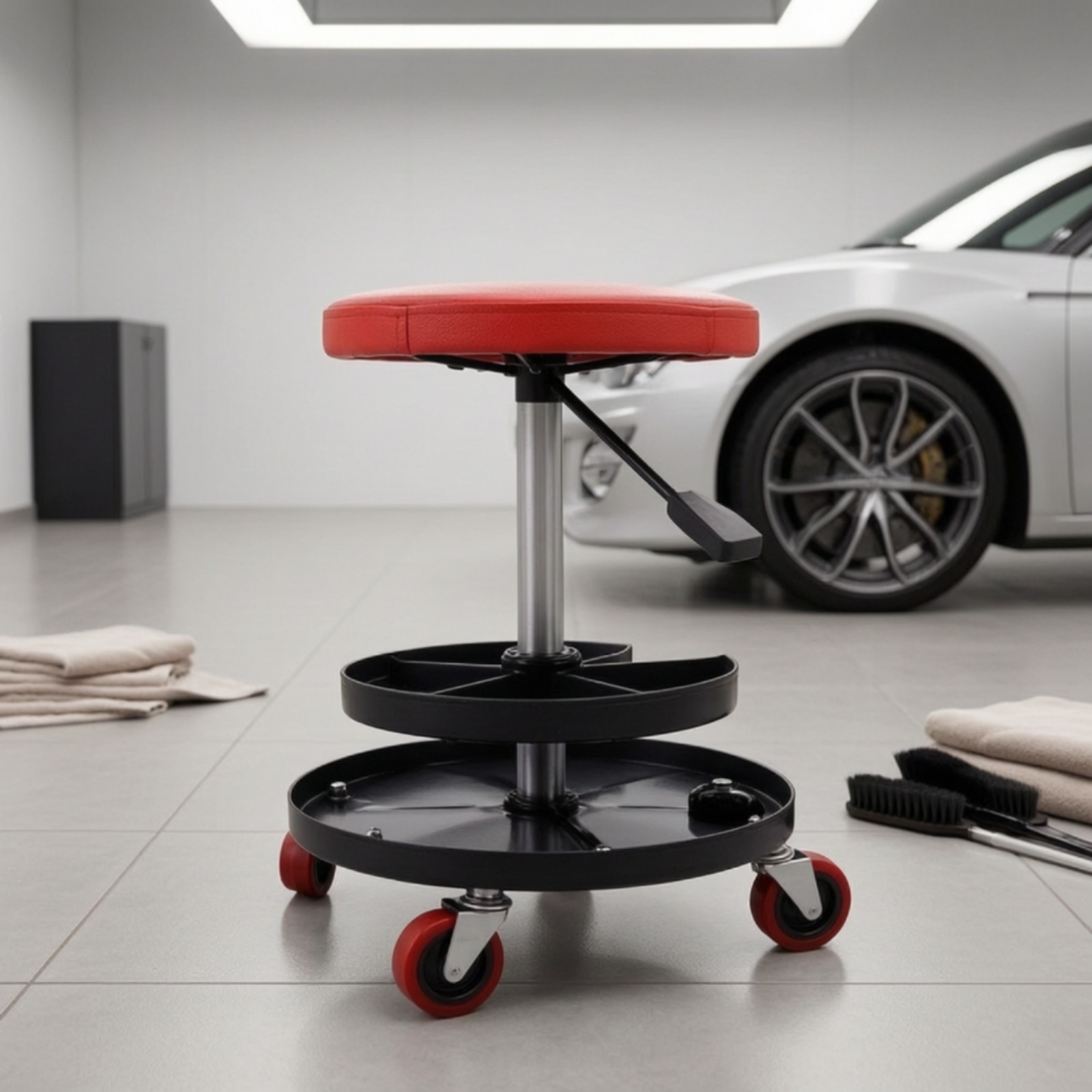 Rolling Work Stool with Padded Seat Mobile Rolling Stool Heavy-Duty for Diyers