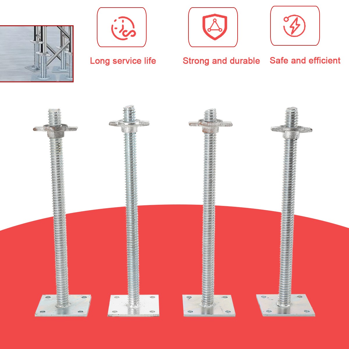 Adjustable Leveling Jacks 4 Pcs with Base Plate 18″ Alloy Steel Solid Screw Jack