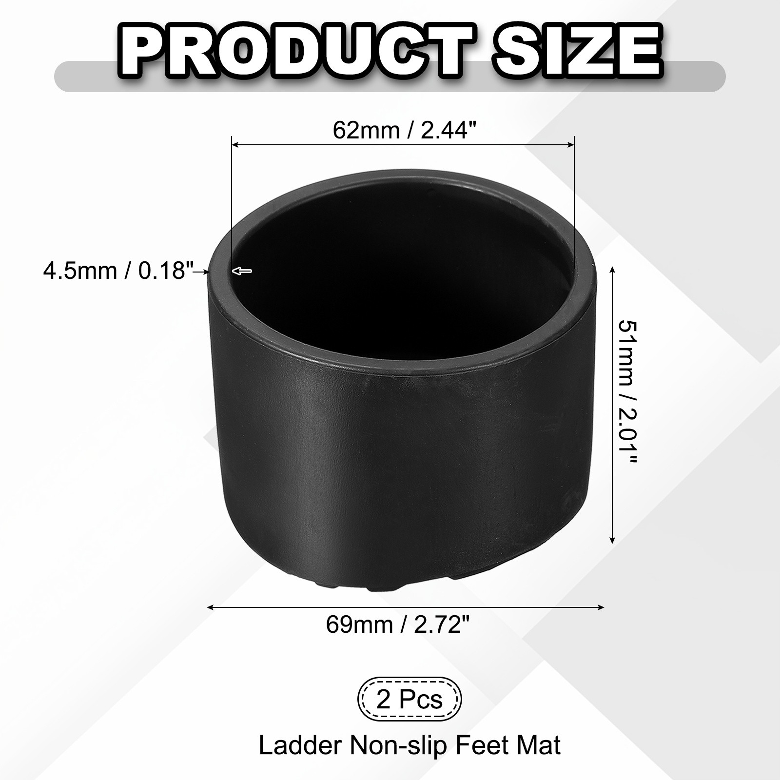 Ladder Non Slip Feet Mat (61.5mm ID) (2Pcs), Rubber Round Step Ladder Foot