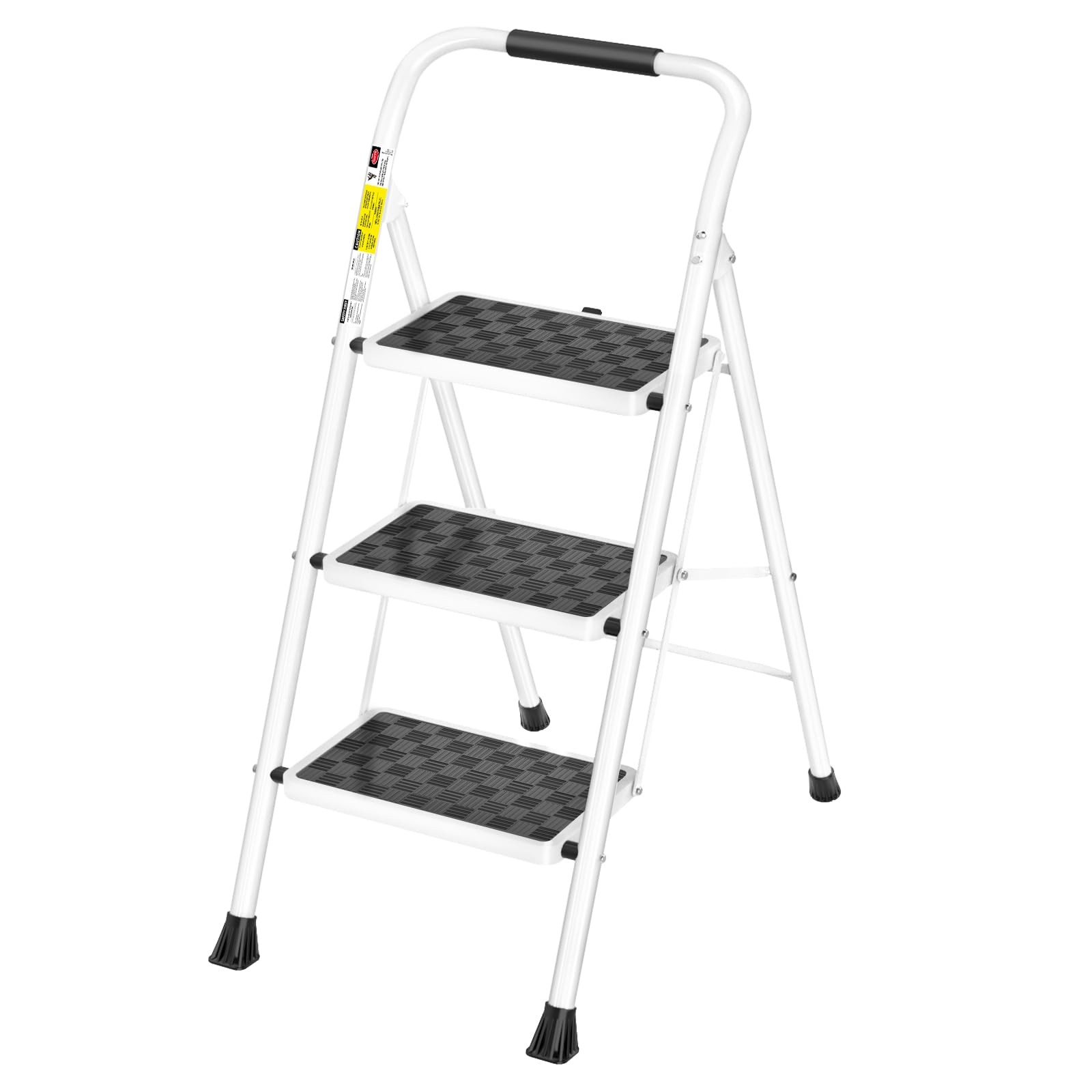 HBTower 3 Step Ladder,3 Stool for Adults Folding 3-Step, White