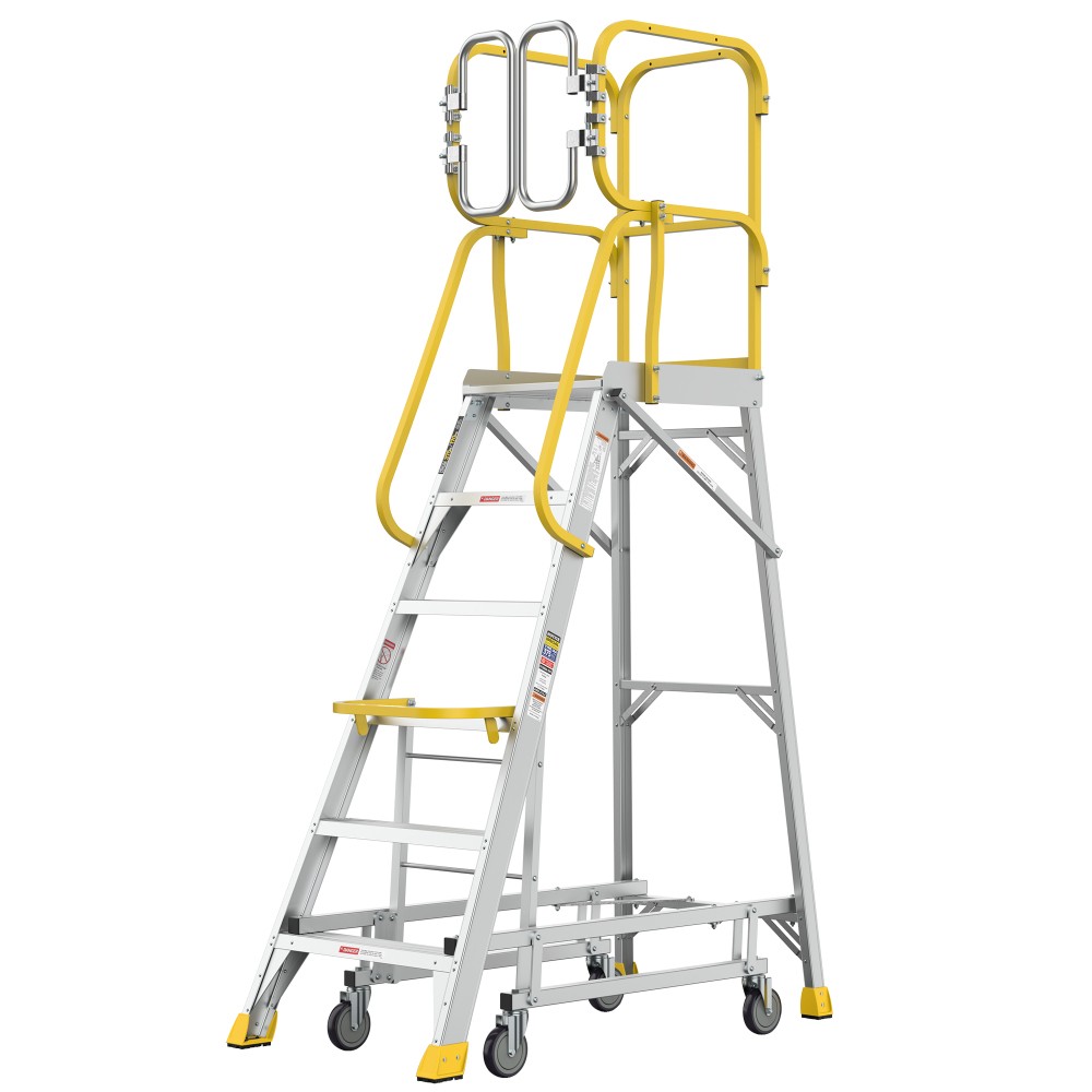 5 Step 375 Lbs Aluminum Rolling Platform Ladder Rolling Work Cart