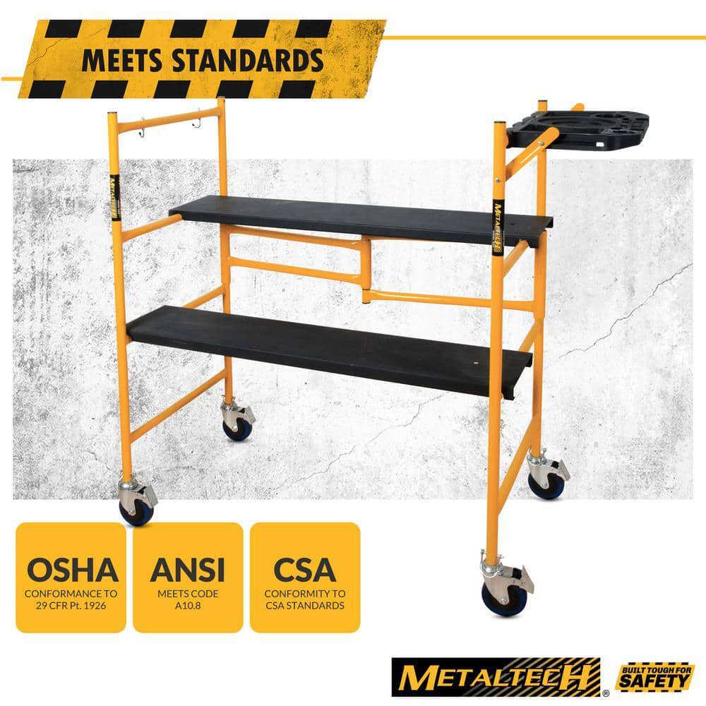Metaltech Mini Scaffold Platform with Wheels Tool Shelf 500 Lbs Capacity New