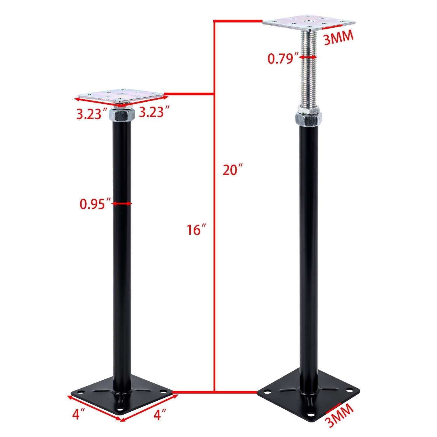 4-Pack Adjustable House Jack for The Floor, Adjustable Supports, Post 16″ to …
