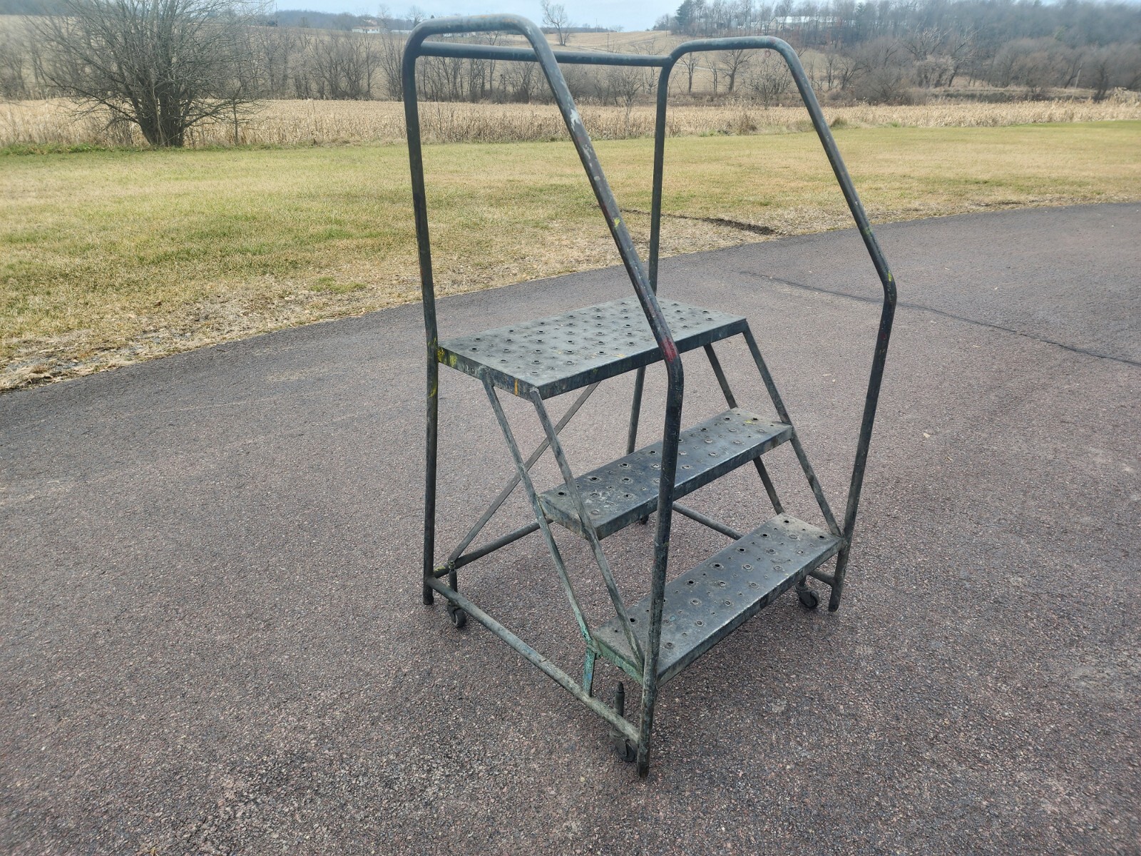 3 Step Rolling Metal Warehouse Ladder/Steps