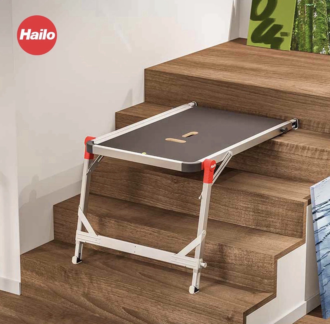 Hailo TP1 Staircase Platform for Step Stools & Ladders, 330 lbs Capacity, Black