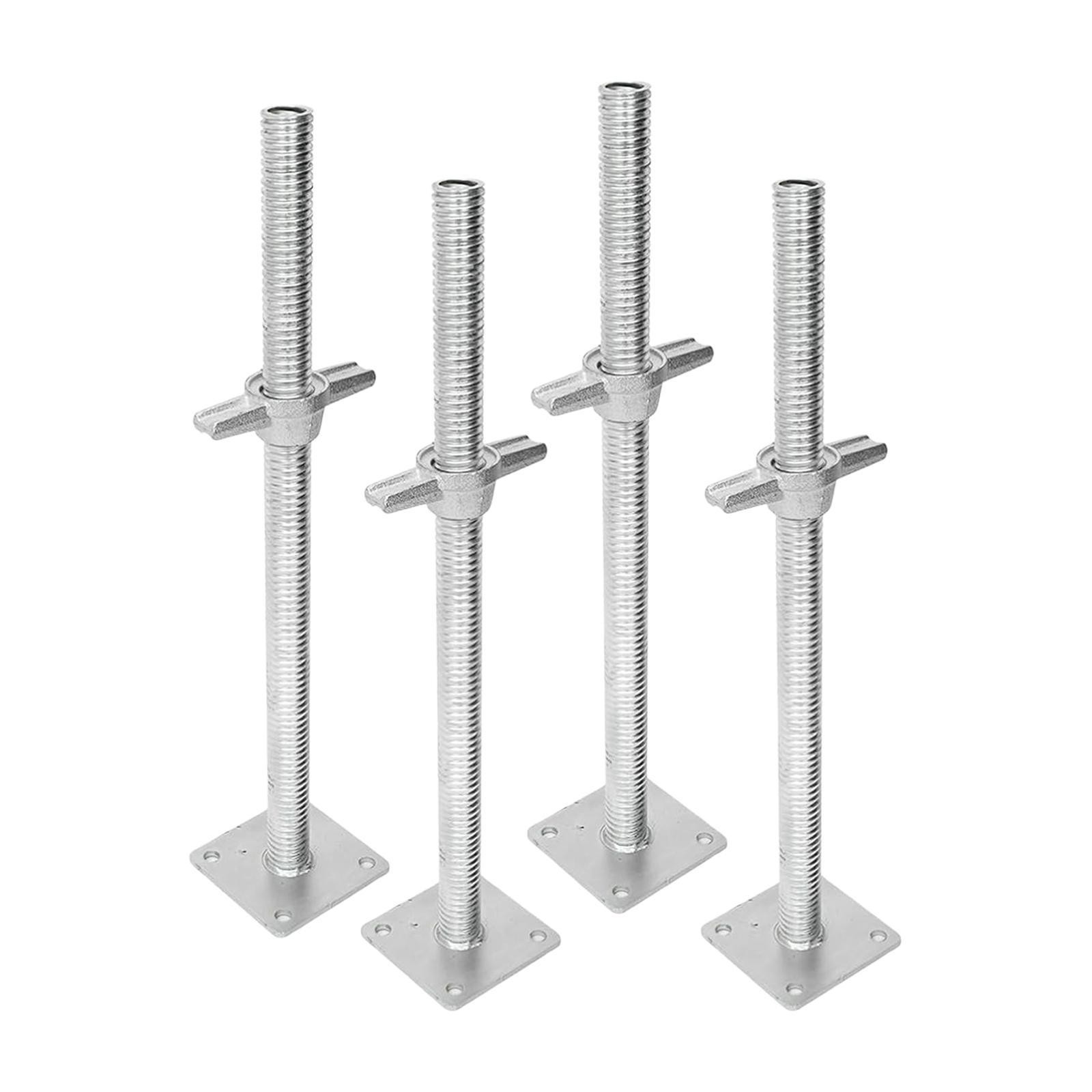4x Leveling Jacks for Scaffolding with Base Plate Adjustable 12″ Hollow Heavy
