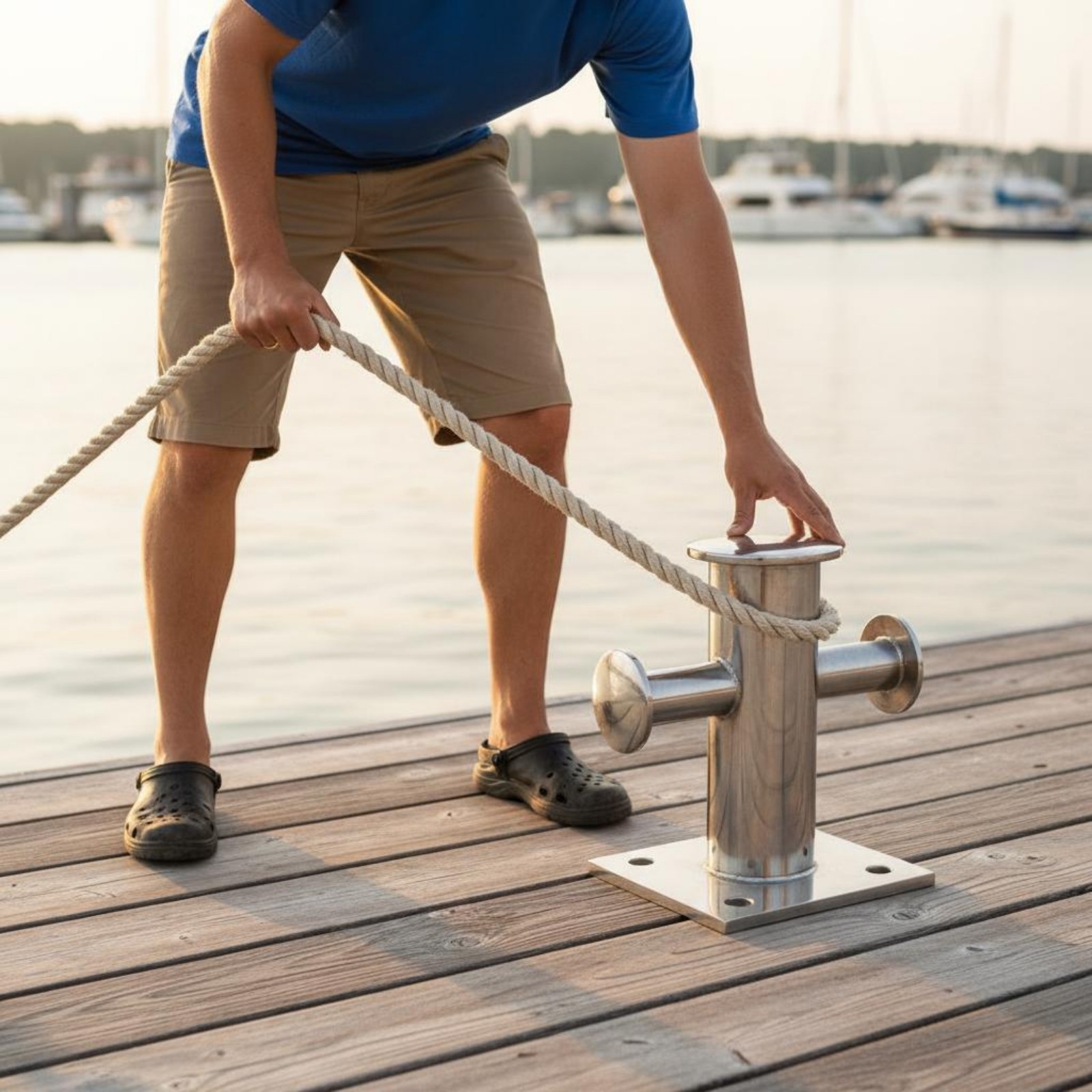 Cross Bollard Integrated Casting Stainless Steel Anchoring Post-Easy