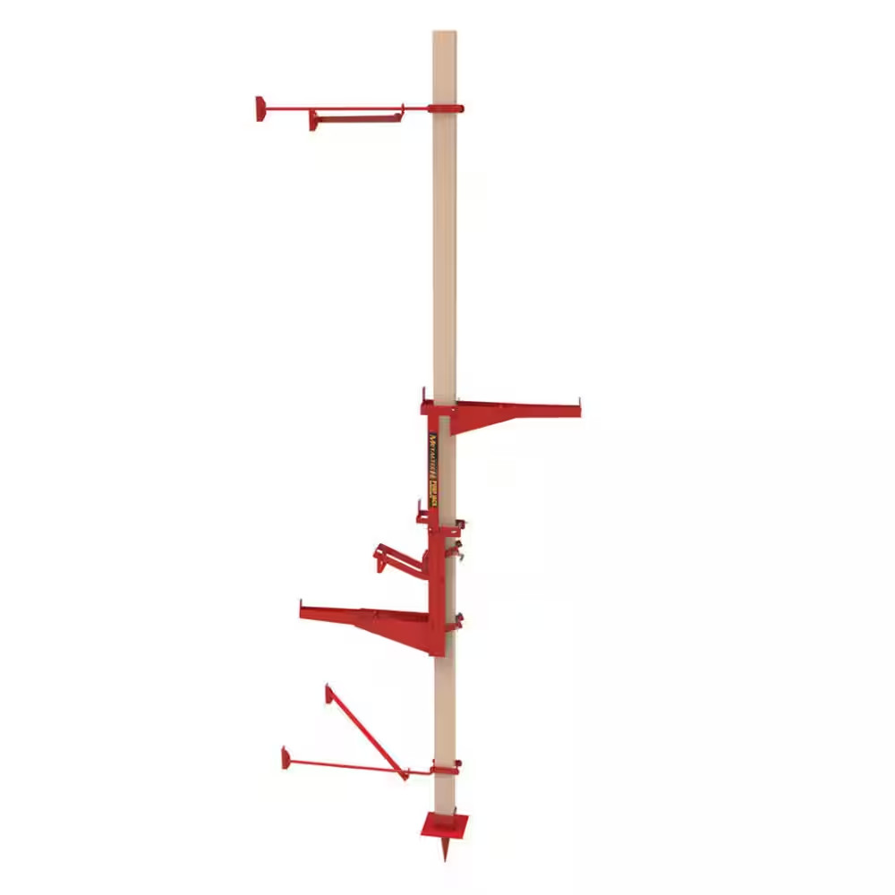 30 Ft. Steel Pump Jack Scaffolding System Single-Pole Kit with Workbench, Brace,