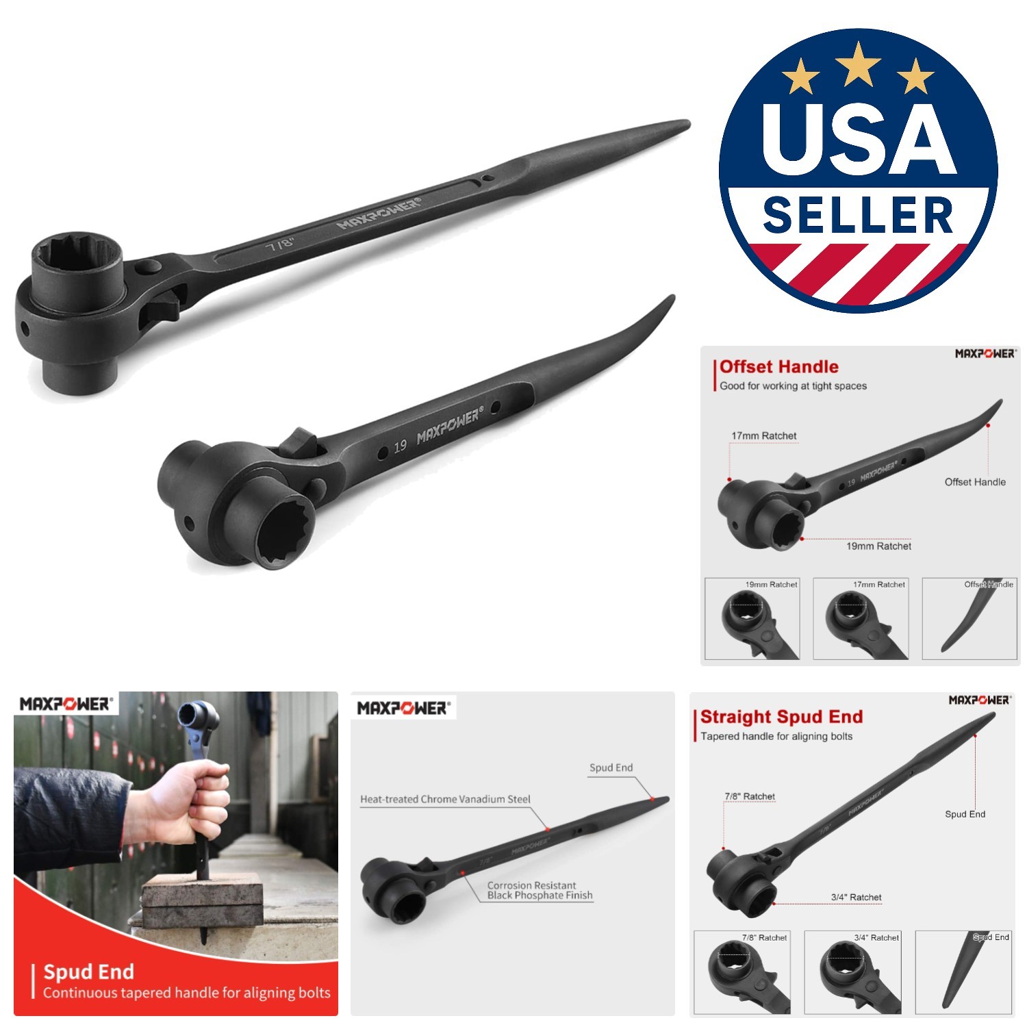 Heavy-Duty Scaffold Wrench Set – 2PCS with 7/8″ and 3/4″ Dual Socket Sizes