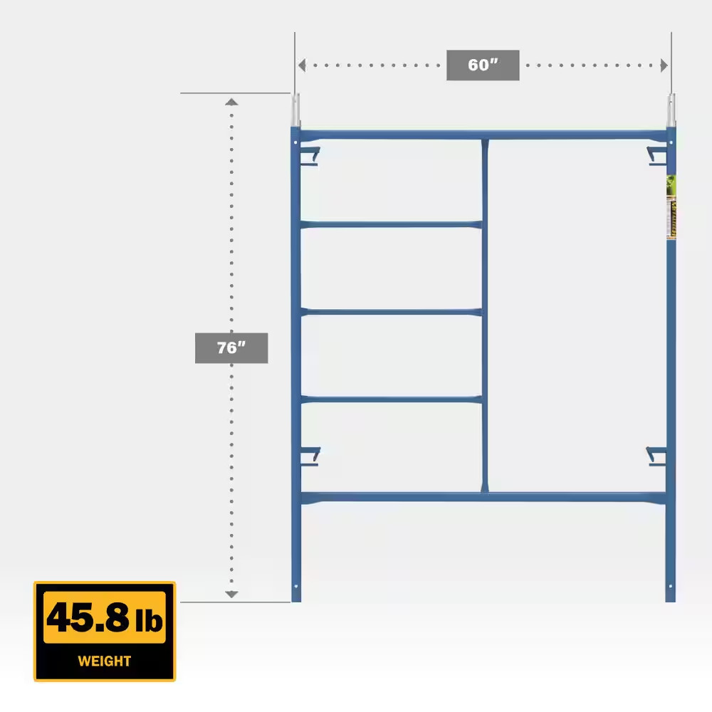 Saferstack Series 76 In. X 60 In. Blue Standard Mason Scaffold Frame, (2-Pack)