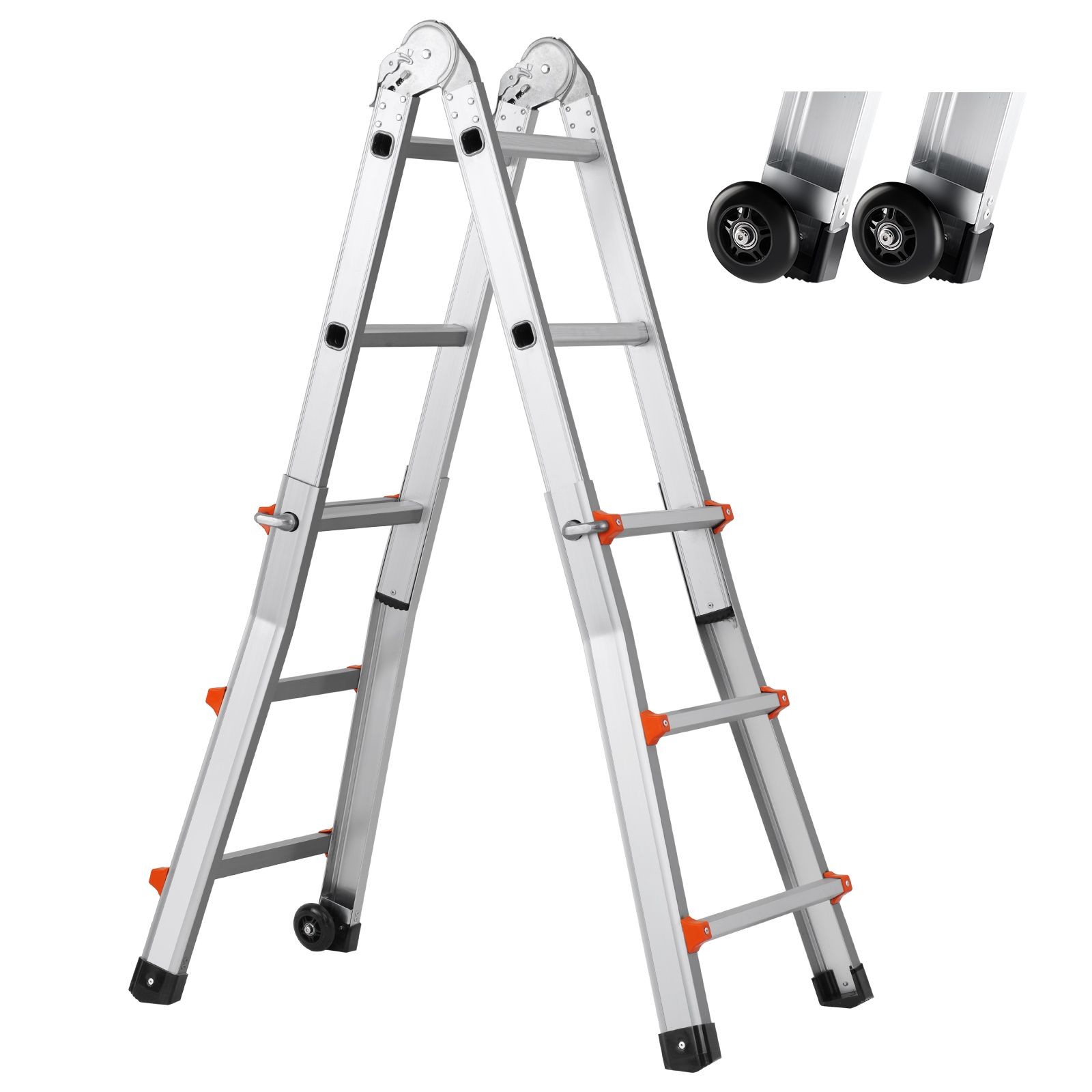 9.5 ft telescoping aluminum A – frame ladder, 330lb capacity, portable