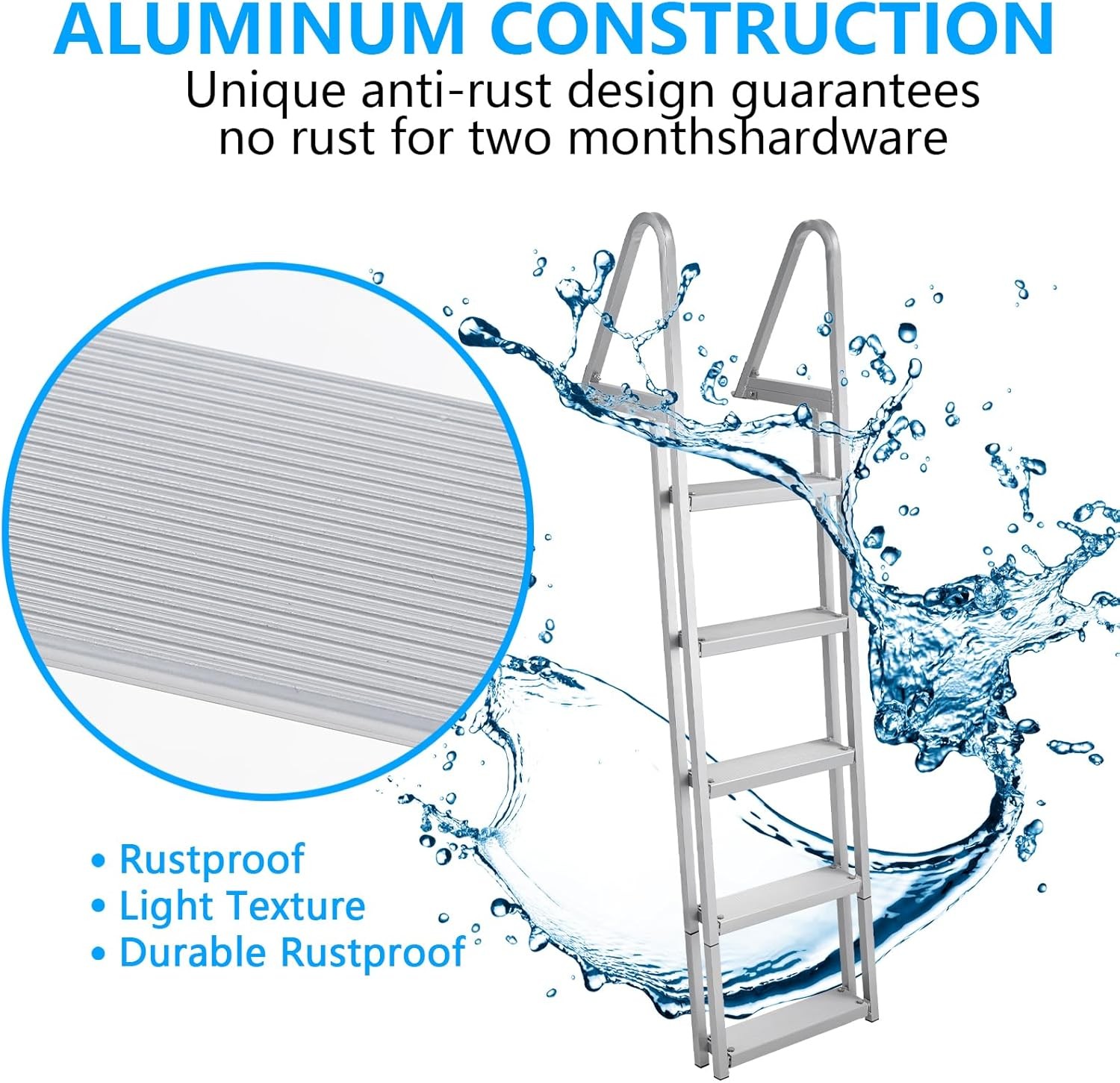 350lb Removable Dock Stairs 3/4/5-Step, Anti-Corrosion Ladder with Handrails