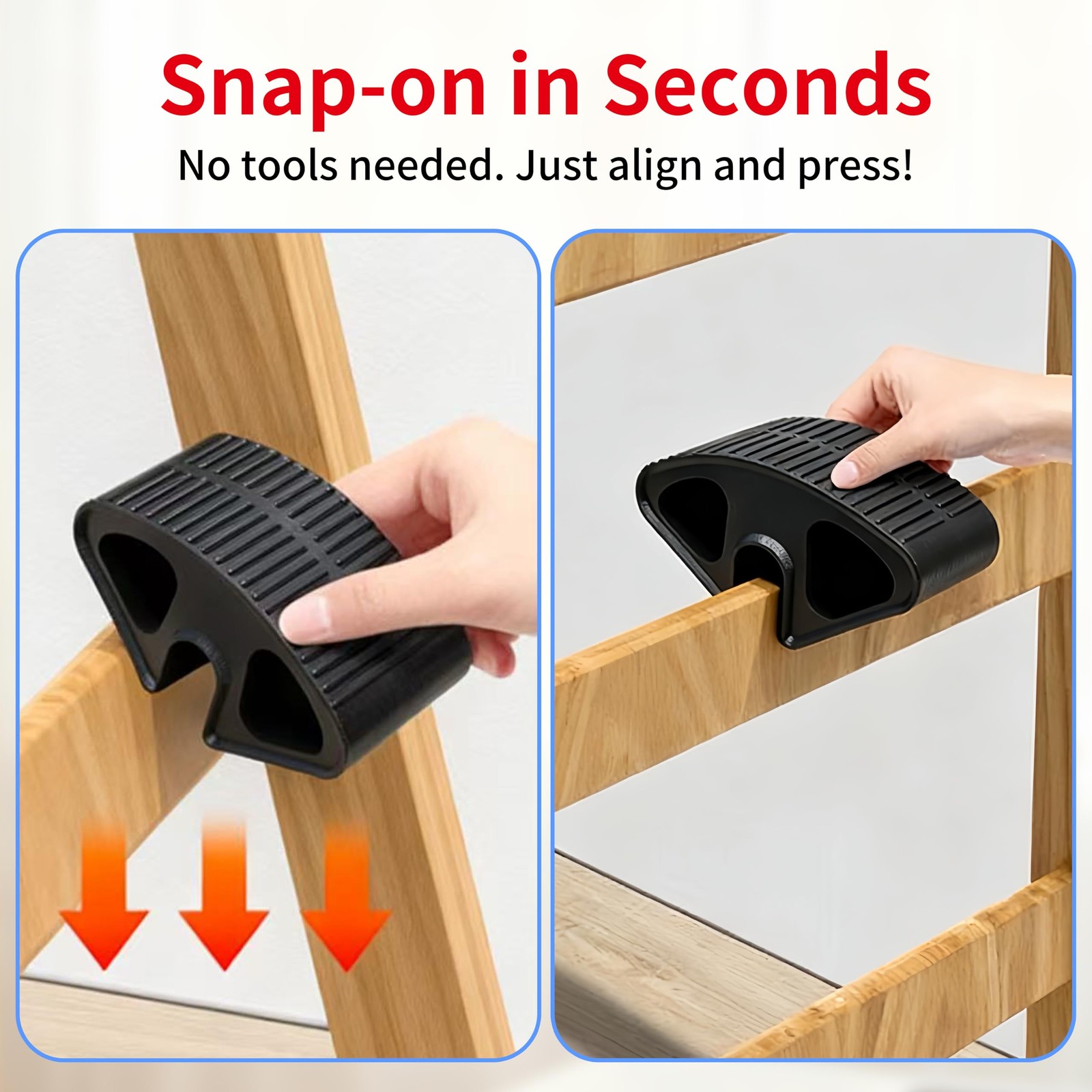 2Pcs Dorm Bed Ladder Foot Support, Non-Slip Covers for Black
