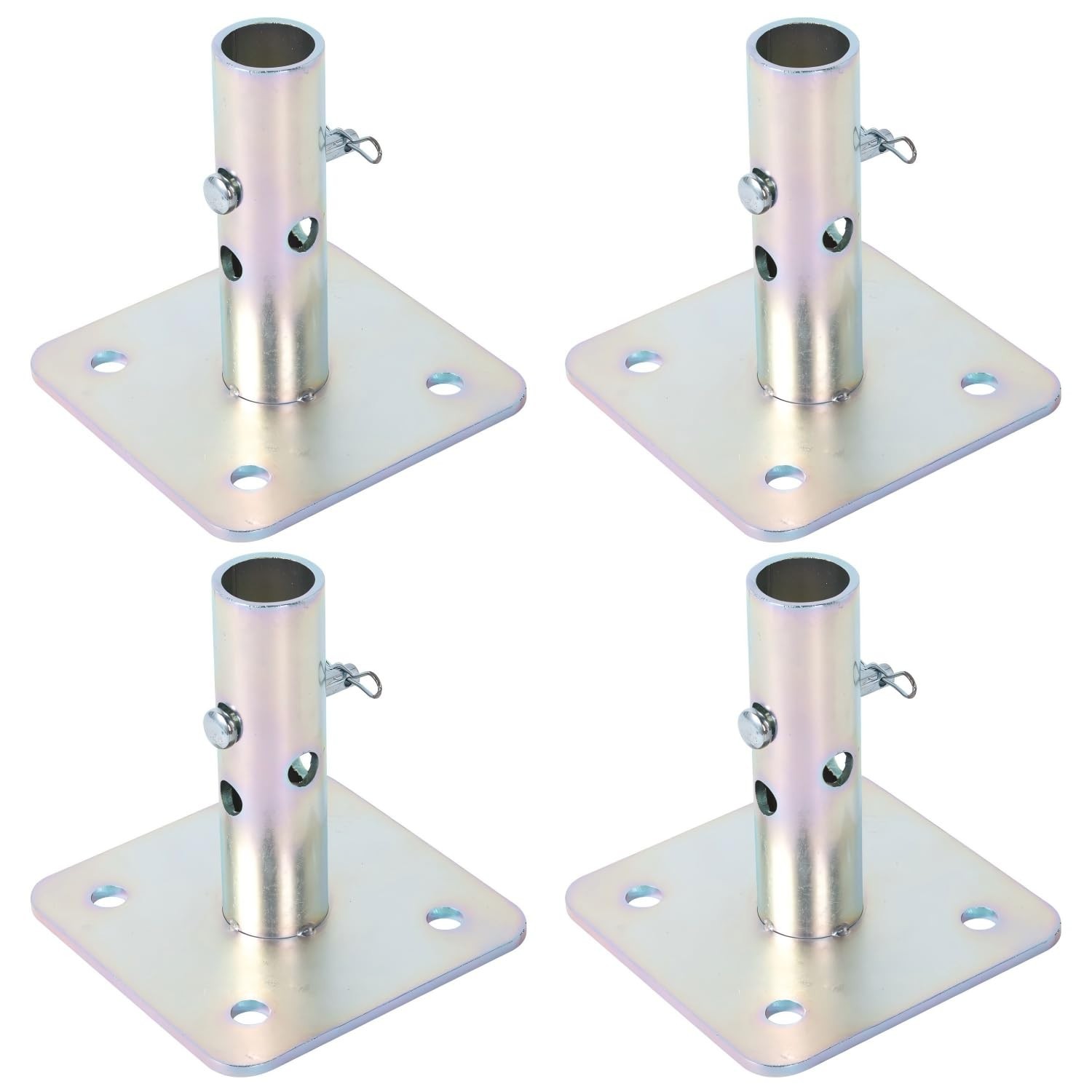 Galvanized Scaffold Base Plates 5″x5″ Heavy Duty, 1-3/8″ OD, 4 Pack for Stabilit
