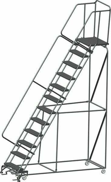 NEW! Ballymore 153 in H Steel Rolling Ladder, 12 Steps, 450 lb Load Cap!!