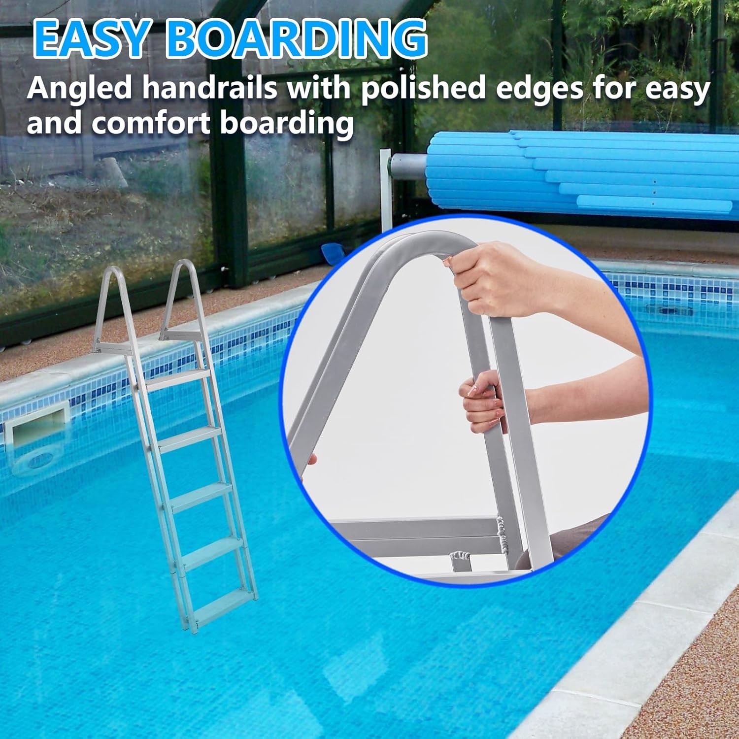 350lb Removable Dock Stairs 3/4/5-Step, Anti-Corrosion Ladder with Handrails
