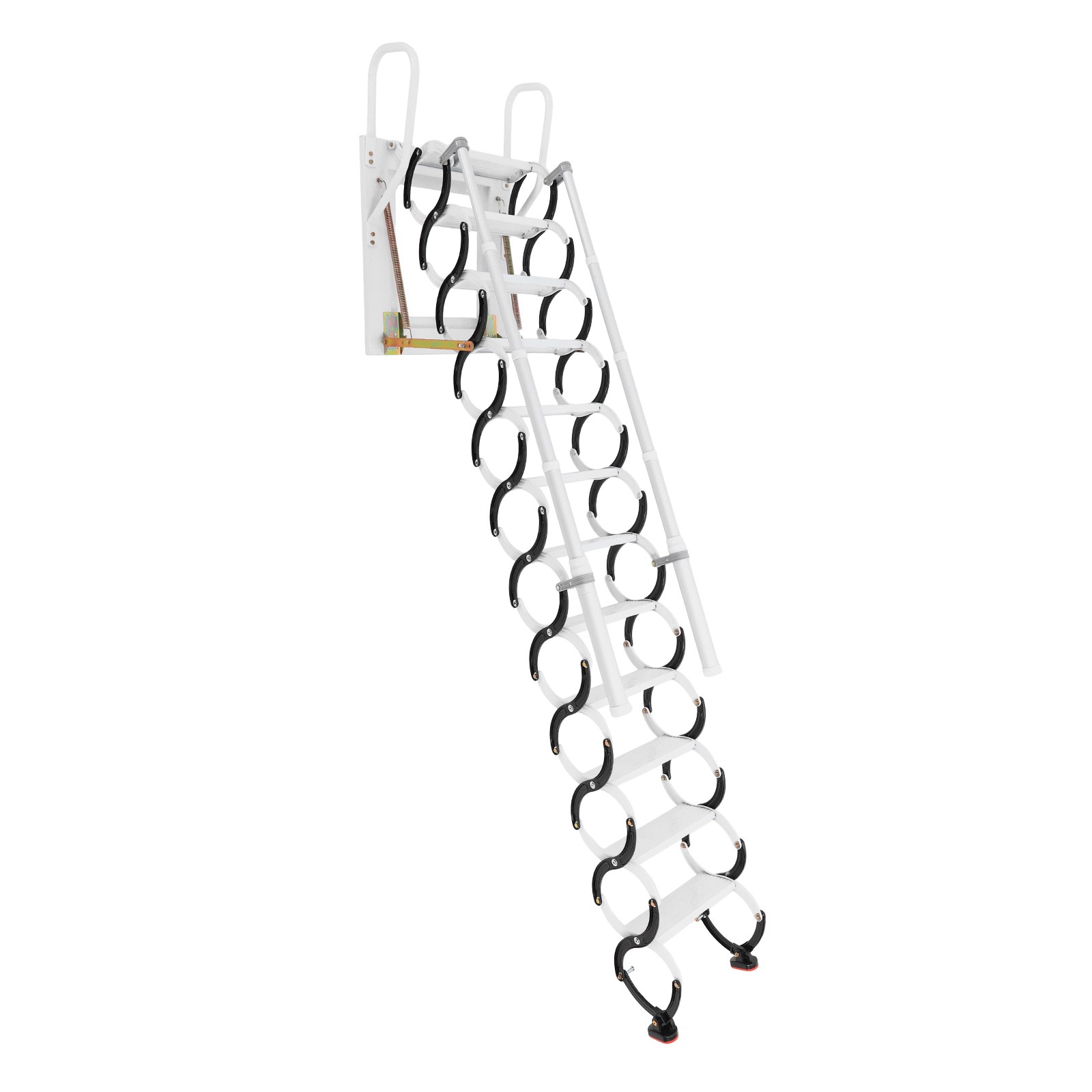 12 Steps Ladder Wall-Mounted Ladder w/Handrail Telescopic Ladder 661.39lbs