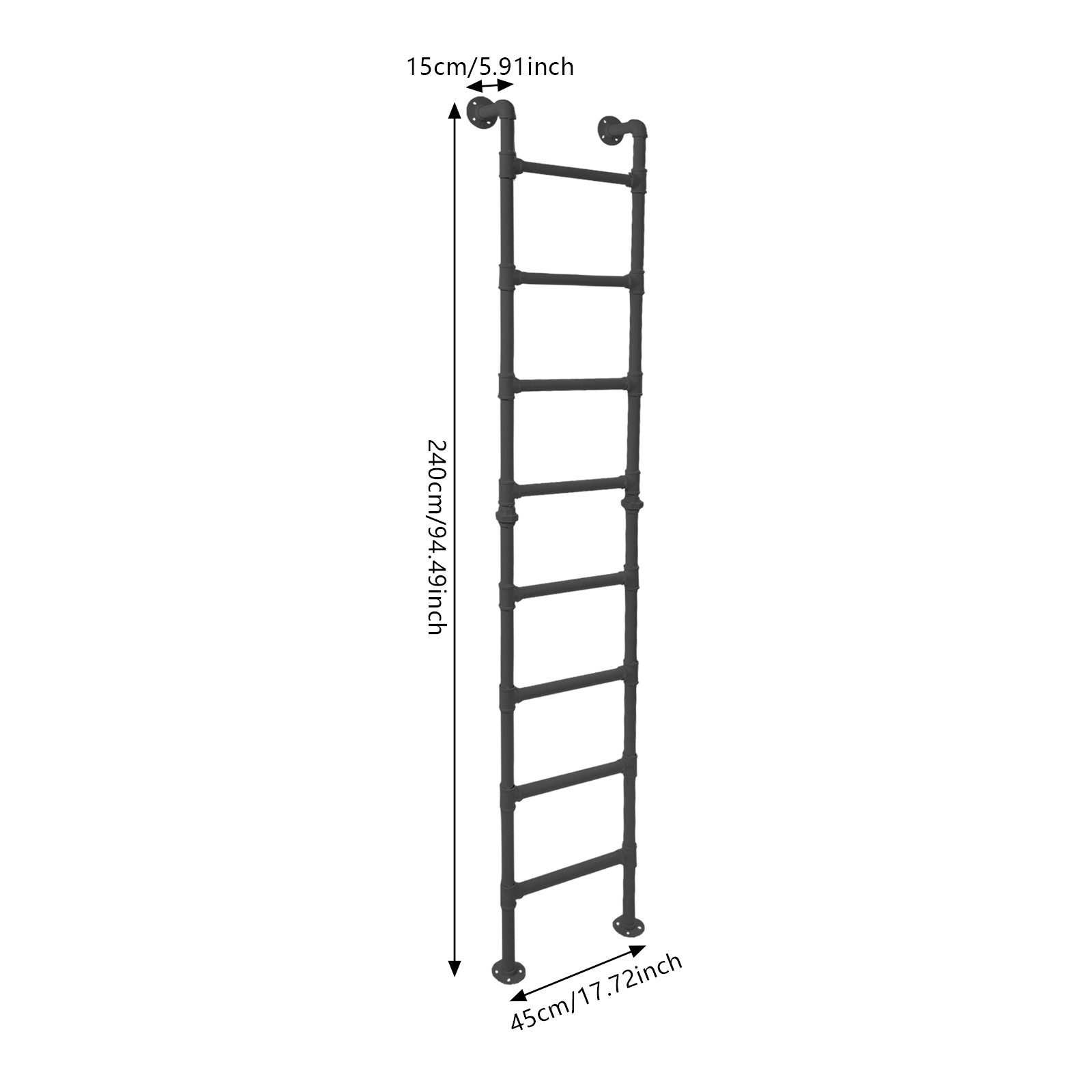 8-Step Loft Ladder Bunk Bed Ladder High Attic Step Ladders 150kg/330.69lbs