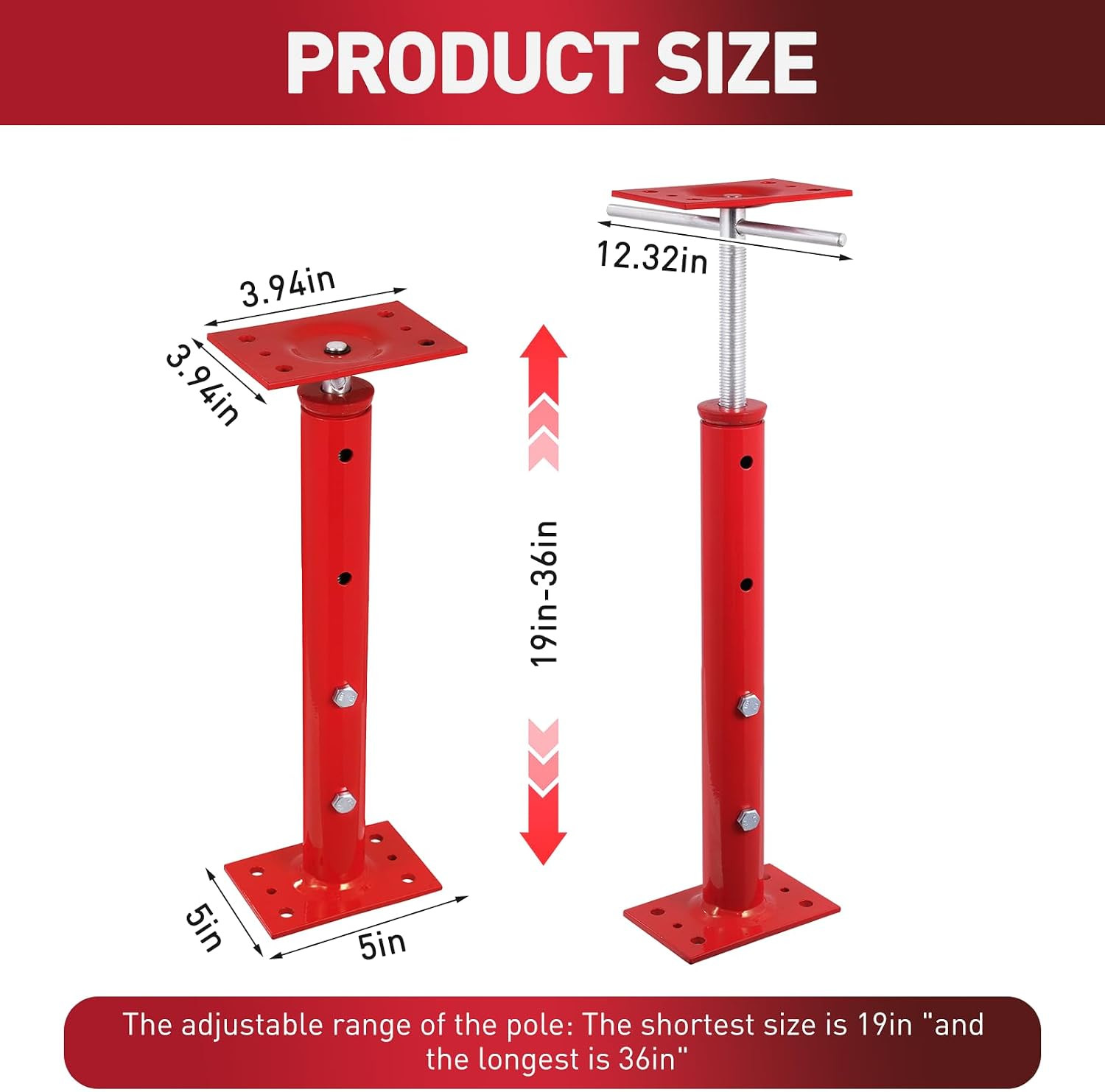 4 Pack House Jacks for Leveling 19”-36”Adjustable Support Jack | 17636LBS Max