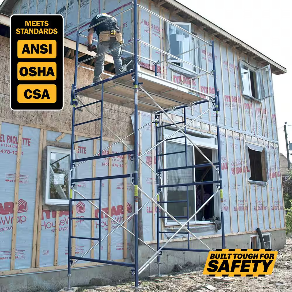 Saferstack 6.3 Ft. H X 5 Ft. W 1-Story Steel Mason Scaffold Frame Set with Coupl