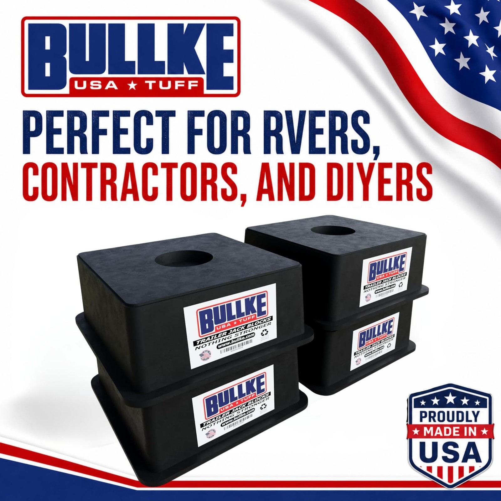 Square Trailer Jack Blocks 4-Pack, USA-Made Heavy Duty RV Leveling … Fast Ship