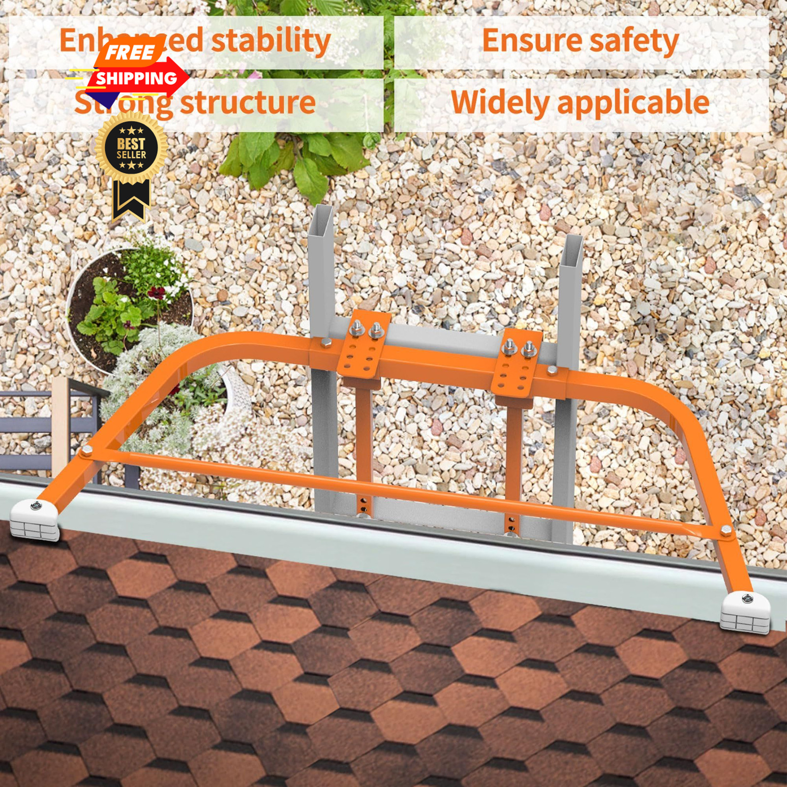 Ladder Stabilizer for Roof,Extended Accessory Orange-Steel