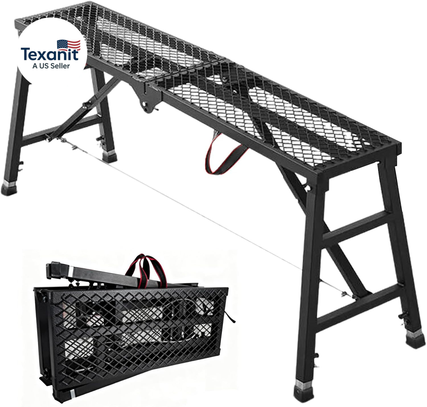 Scaffolding Work Platform, 29.9″ to 47.2″ Height Adjustable Work Platform, Folda